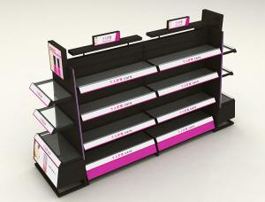 China Stainless Steel Cosmetic Display Shelves With Light Box Customized Shape wholesale