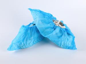 China Non Woven PE Shoe Cover Plastic Blue Cleanroom Medical Disposable Shoe Cover wholesale