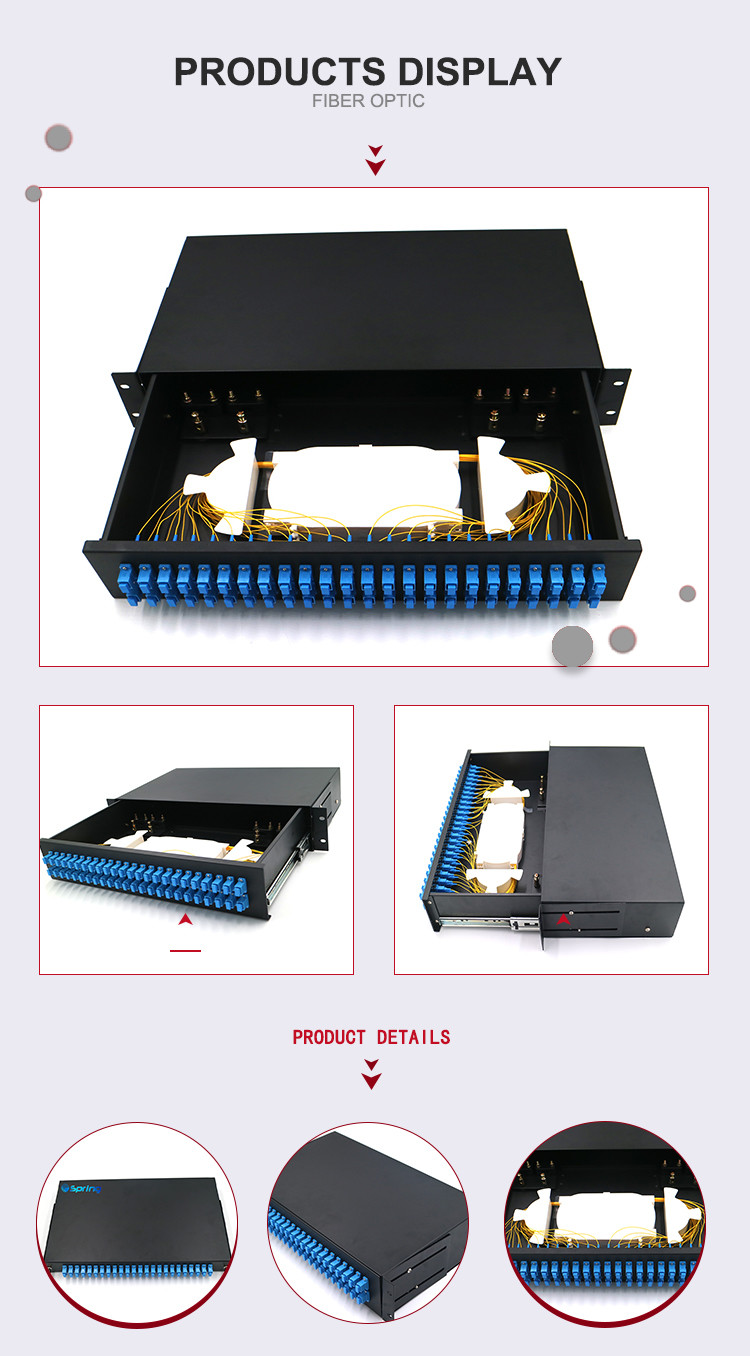 24 48 Ports SC Fiber Optic Rack Mount ODF Optical Distribution Frame 19"