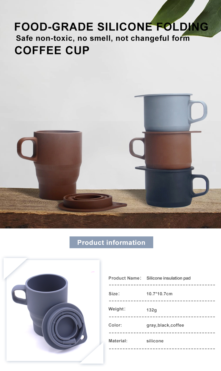 BPA Free 350ml Portable Silicone Collapsible Mug For Travel