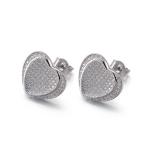 OEM Double Heart Stud Earrings 2.91g 6mm Cubic Zirconia Stud Earrings
