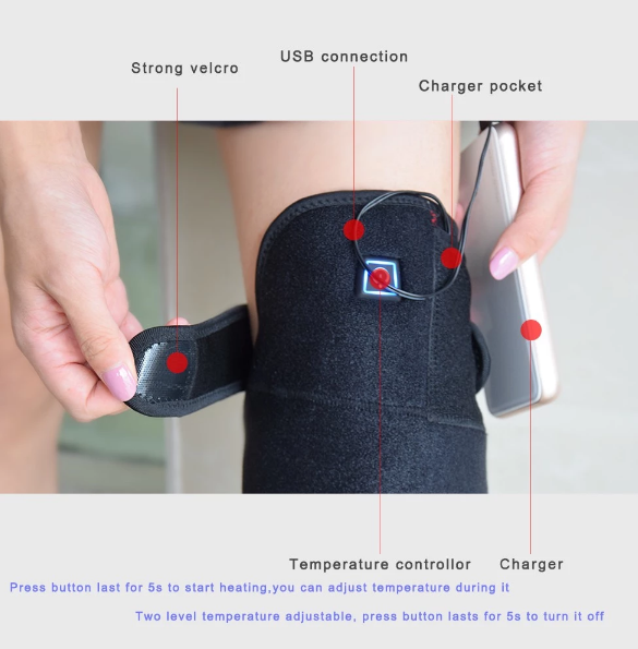 Health Therapy Thermal Electric Heated Knee Wrap For Knee Pain Protection