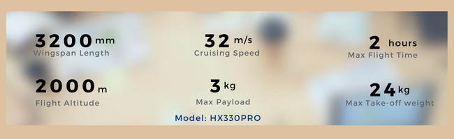 HX330PRO Industrial Drone 3200mm Wingspan Length Load 3KG Package 2Hours VTOL Delivery Drone