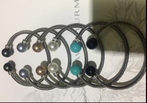 China (B-120) Fashion Design Women Jewelry Silver Cable Bracelet with Pearl Beads wholesale