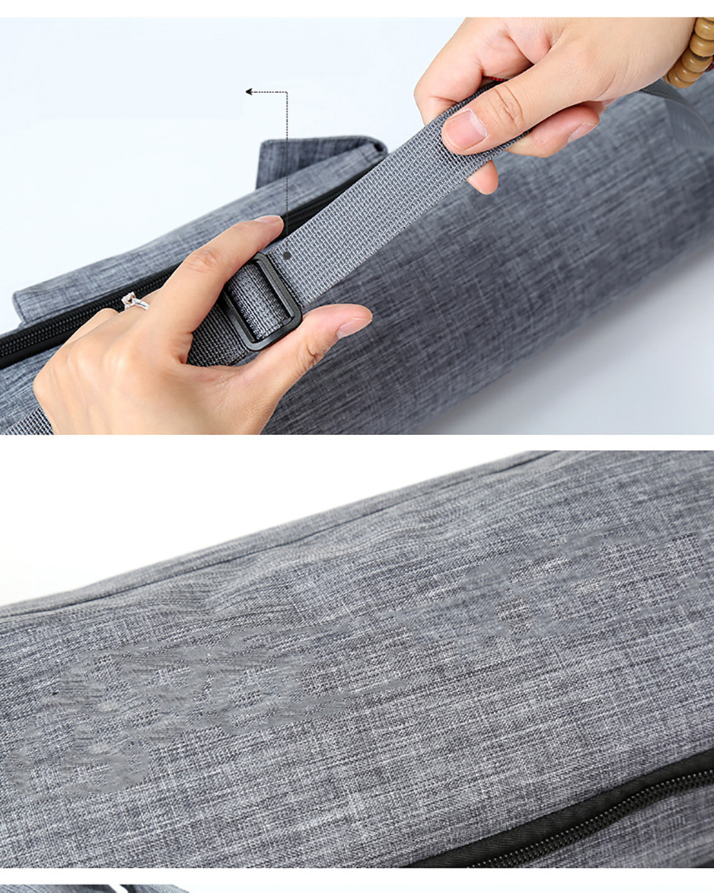 Durable Canvas Yoga Mat Carry Bag / Yoga Backpack With Multifunctional Side Pockets