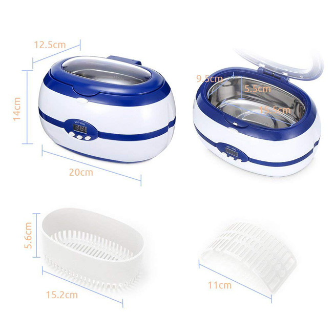 5 Timer Cycles Small Ultrasonic Cleaner Machine Digital GT SONIC 40kHz 600ml