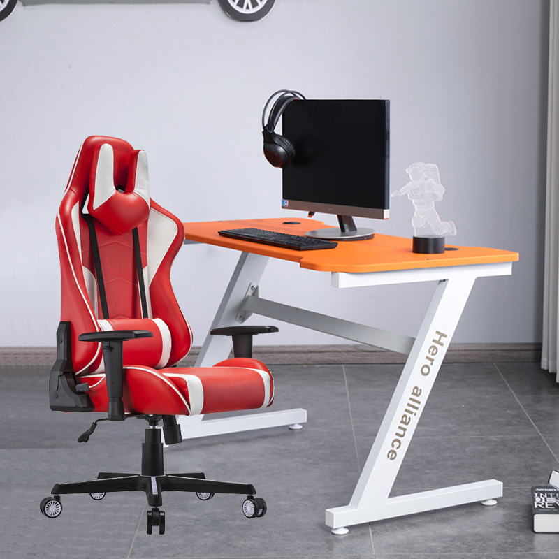 Comfortable E-sports Chair Revolving Professional White PU Leather Racing Gaming Chair