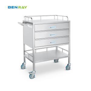 China Hospital 3 Drawers Stainless Steel Medical Medicine Trolley wholesale