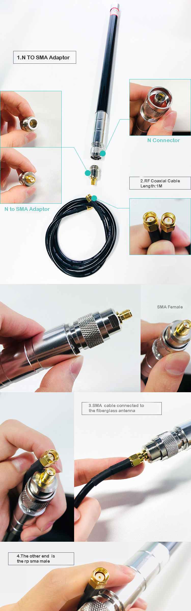 6dBi Fiberglass Lora External Antenna 915MHz N Male Connector