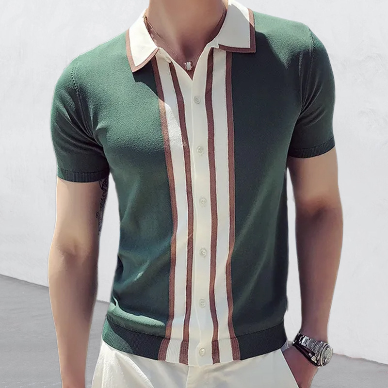 2023 Summer Men's Slim Short Sleeve Lapel Color POLO Sweater with Customize Fabric Type