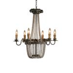 Wood Bead Chandelier Light Fixtures 6 Lights For Living room Bedroom Lighting