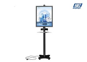 China Black Painted Commercial Phone Charging Station Single Sided Display Floor Stand wholesale
