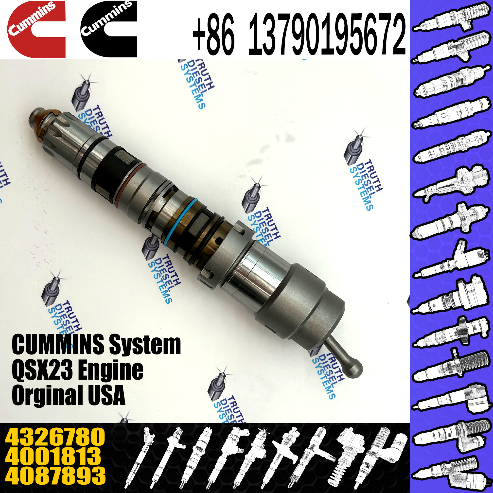 QSK45 QSK60 genuine diesel engine part Injector Nozzle 4001813 4087893 4088427 4326780