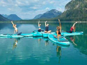 China Fitness Venus Hub 8 Places YOGA Inflatable SUP Platform Paddle Board Docking Station 9'7&quot; wholesale
