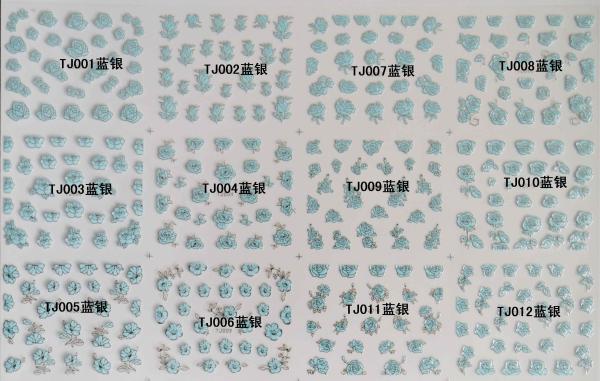 Nail Art Stickers,Nail Art Decals, Water Slide Nail Stickers, (TJ01-12 blue
