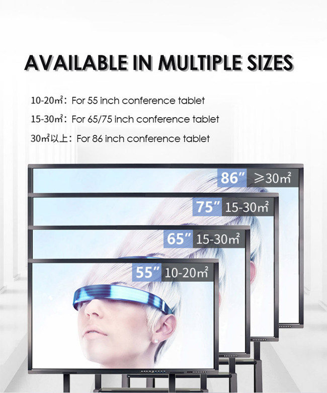 350cd/M2 86 Inch Interactive Display Digital Smart Whiteboard For Meeting