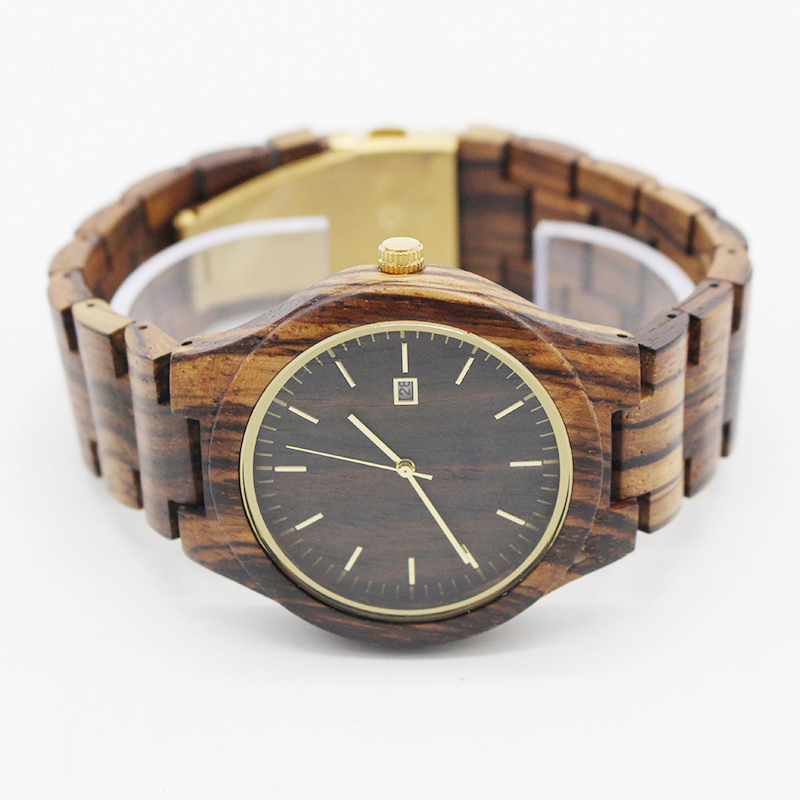 Japan calendar quartz movement fashion zebra wood wahches with your logo