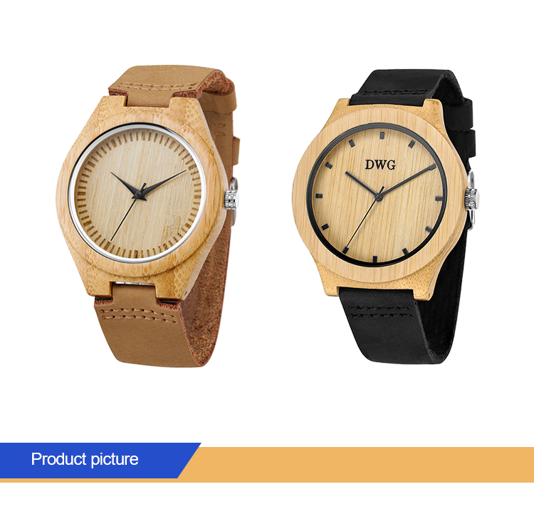 Black Strap Wooden Quartz Watch Wristwatches Maple Wood Bezel , Custom Logo