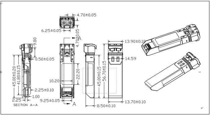 10G 10km Bi - Directional SFP Optical Transceiver Single fiber Single Mode with DDM