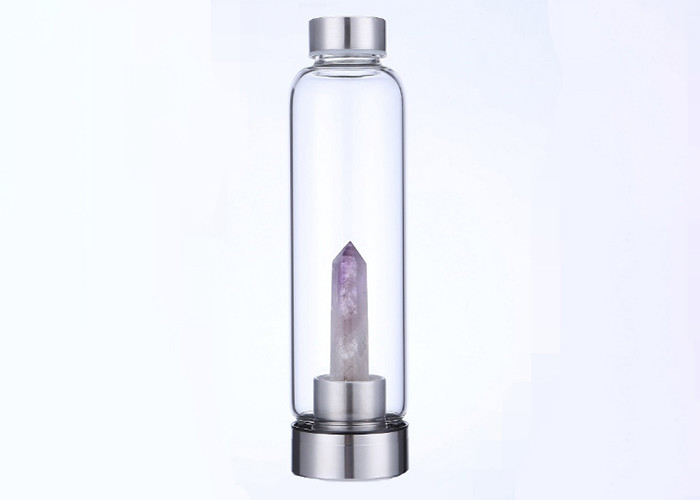 High Borosilicate Glass Drinking Bottles With Hexagonal Crystal Column
