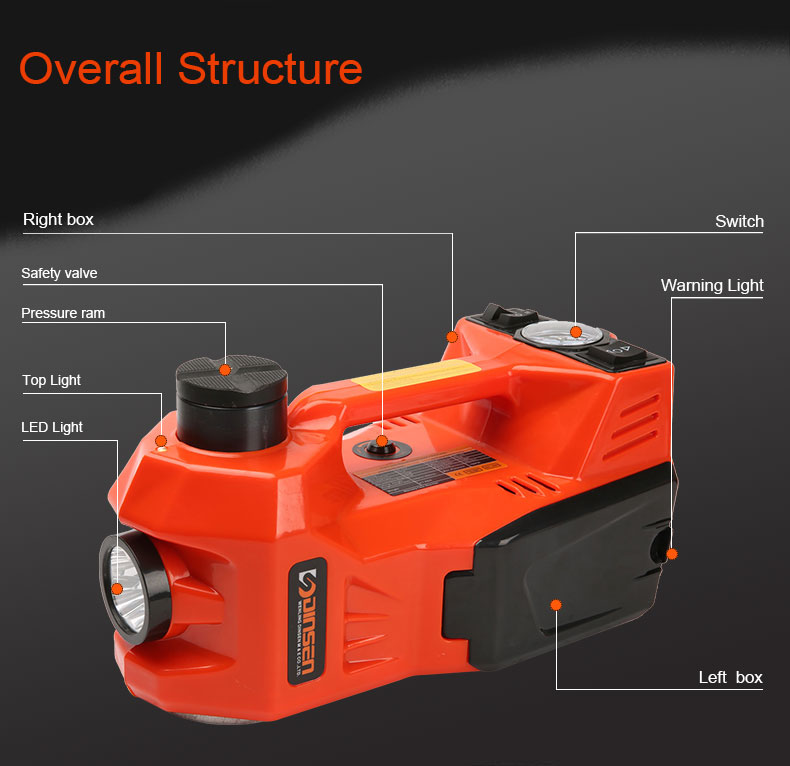 35L/Min Airflow 5 Ton Electric Car Jack With Air Inflator Pump