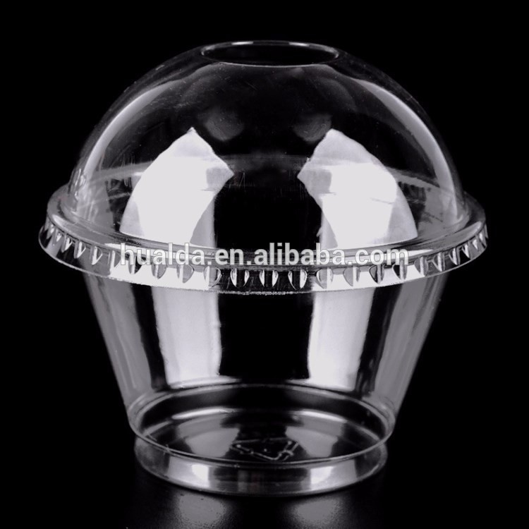 Cheap eco-friendly 10oz clear PET plastic cup for ice cream with lid