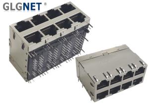 China DIP Mounting 4 Channels Wave Soldering Stacked RJ45 Connectors wholesale