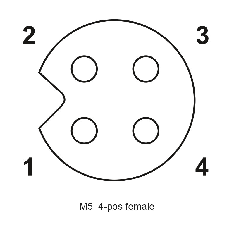 Straight Molded Waterproof Cable Connector 4P 5P 3P 2P Coding A Female M5 Connector