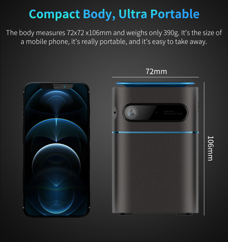 Wireless Smart Mini Portable Projector 4K LED Mirroring OS For Laptop Small Conference