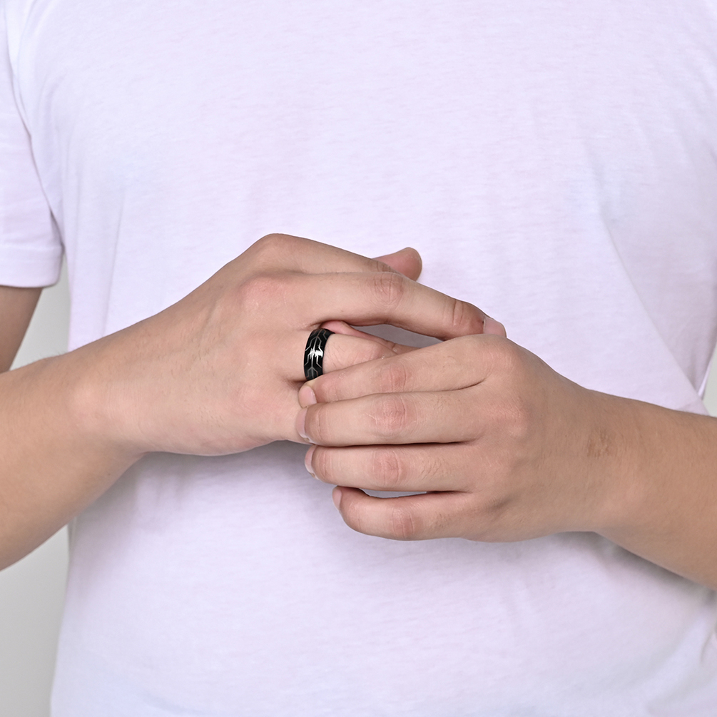 Waterproof Stainless Steel Black Ring No Fade Simple Finger Ring For Men