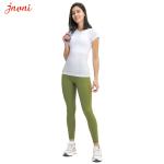 210gsm Women Silm Fit Short Sleeve Yoga Pullover Top Round Neck