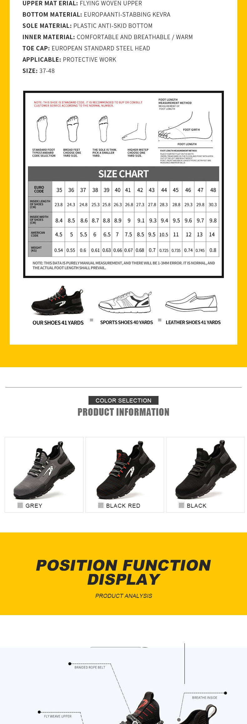 Flying Weaving Light Comfortable Steel Toe Shoes Breathable