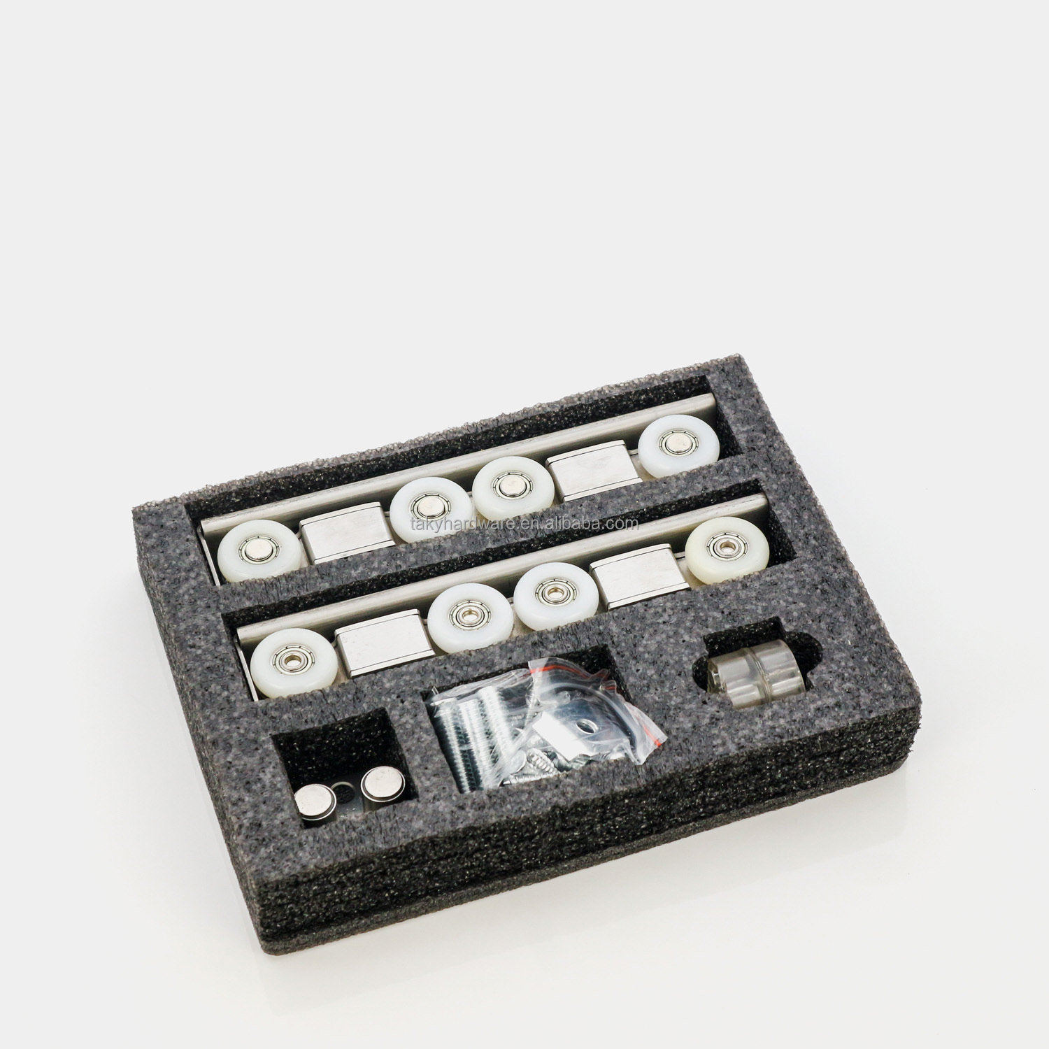 Double Soft Closing 8 Wheel Sliding Door Pulley Hardware for Modern Furniture Wardrobe
