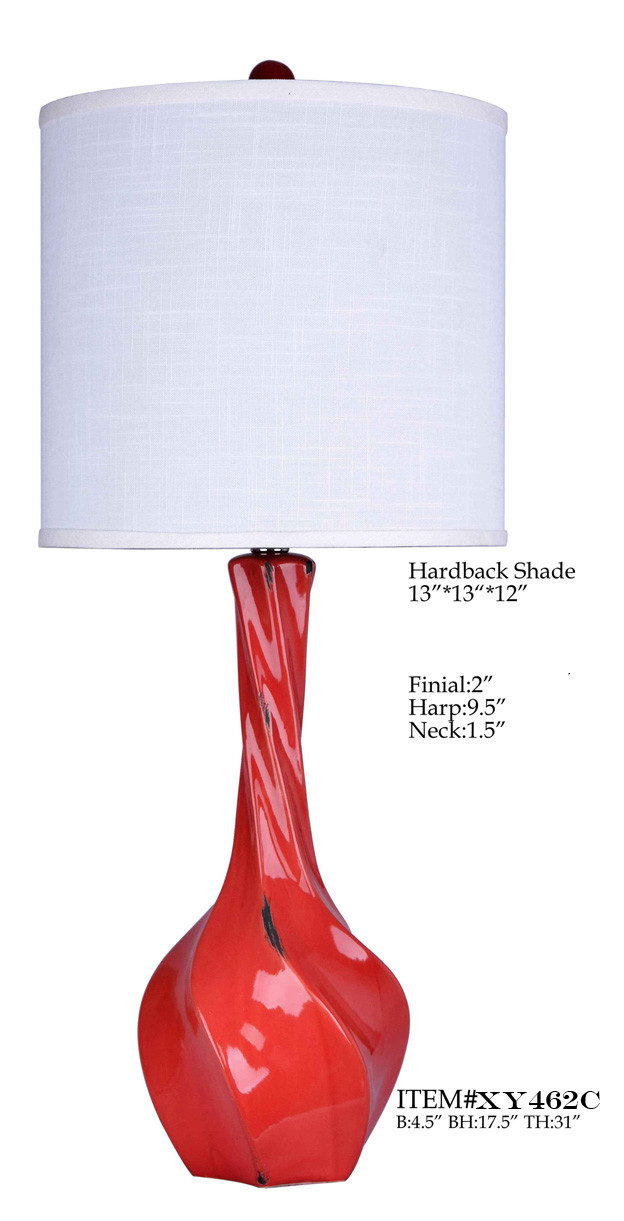 Modern Chrome Ceramic Vase Lamp D13*31" With Cream Drum Shade