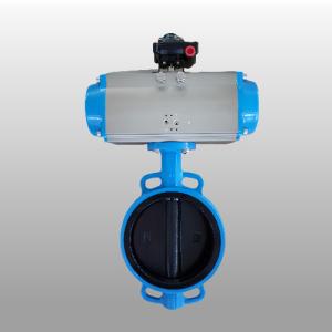 China Industrial Pneumatic Wafer Type Butterfly Valve With Double Action Pneumatic Actuator wholesale
