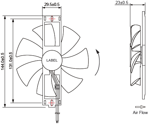 Plastic 12025 Frameless Case Fan , 110x23mm Bladeless Axial DC Fan