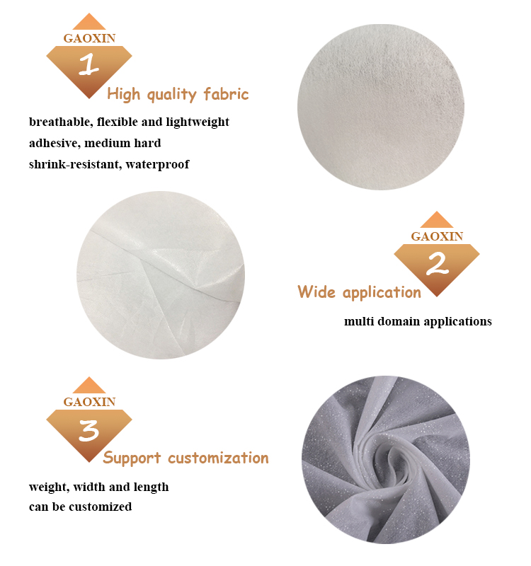 LDPE Coated Chemical Bond Non Woven Fusible Interlining Fabric with Double/Single Dot