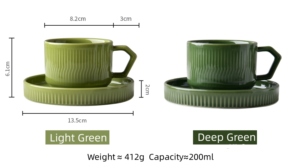 200ml Green Ceramic Teacup Classic Design Style Ceramic Cup & Saucer Set Enjoy Afternoon Tea Time