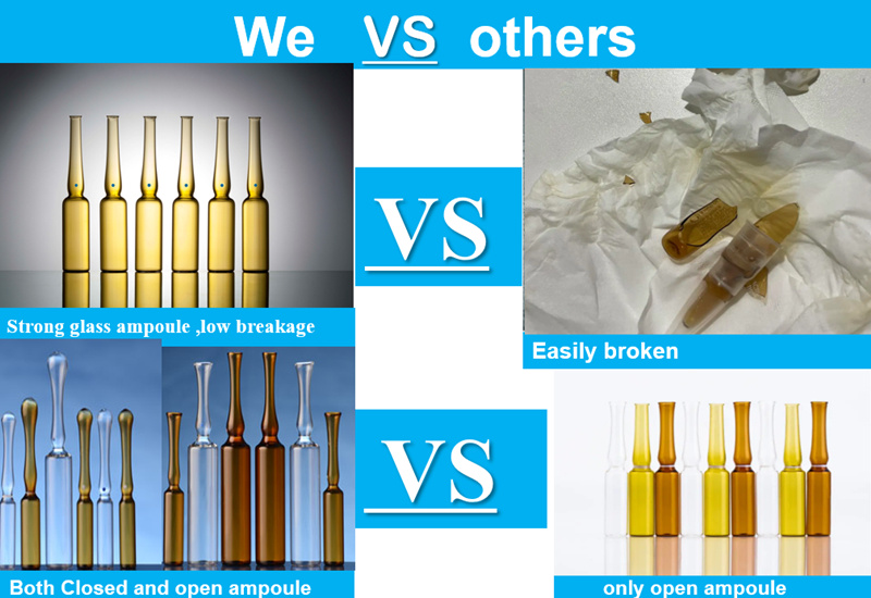 Customized 1ml 2ml 3ml 5ml 10ml Amber Clear Glass Ampoules for Injection Vials Bottle Empty Ampoules ISO Standard