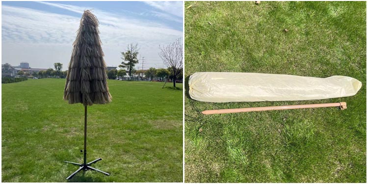 Outdoor Garden Beach Patio Heavy Duty Straw Roman Parasol with Aluminium Sun Umbrella
