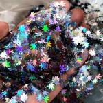 OEM Stock Polyester Holographic Silver Marahuana Leaf Glitter Shapes Party