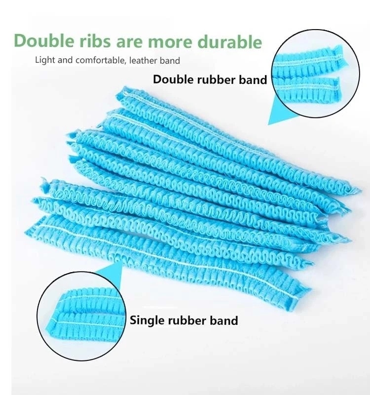 ISO Factory Selling Disposable Blue 18g PP Clip/Mob/Bouffant Cap for Food Processing