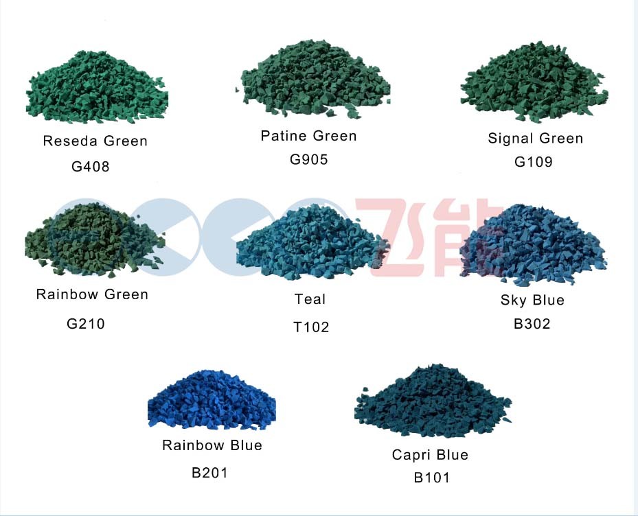 Particle Green Color Rubber Granules EPDM Infill Artificial Grass 6-30 Mesh