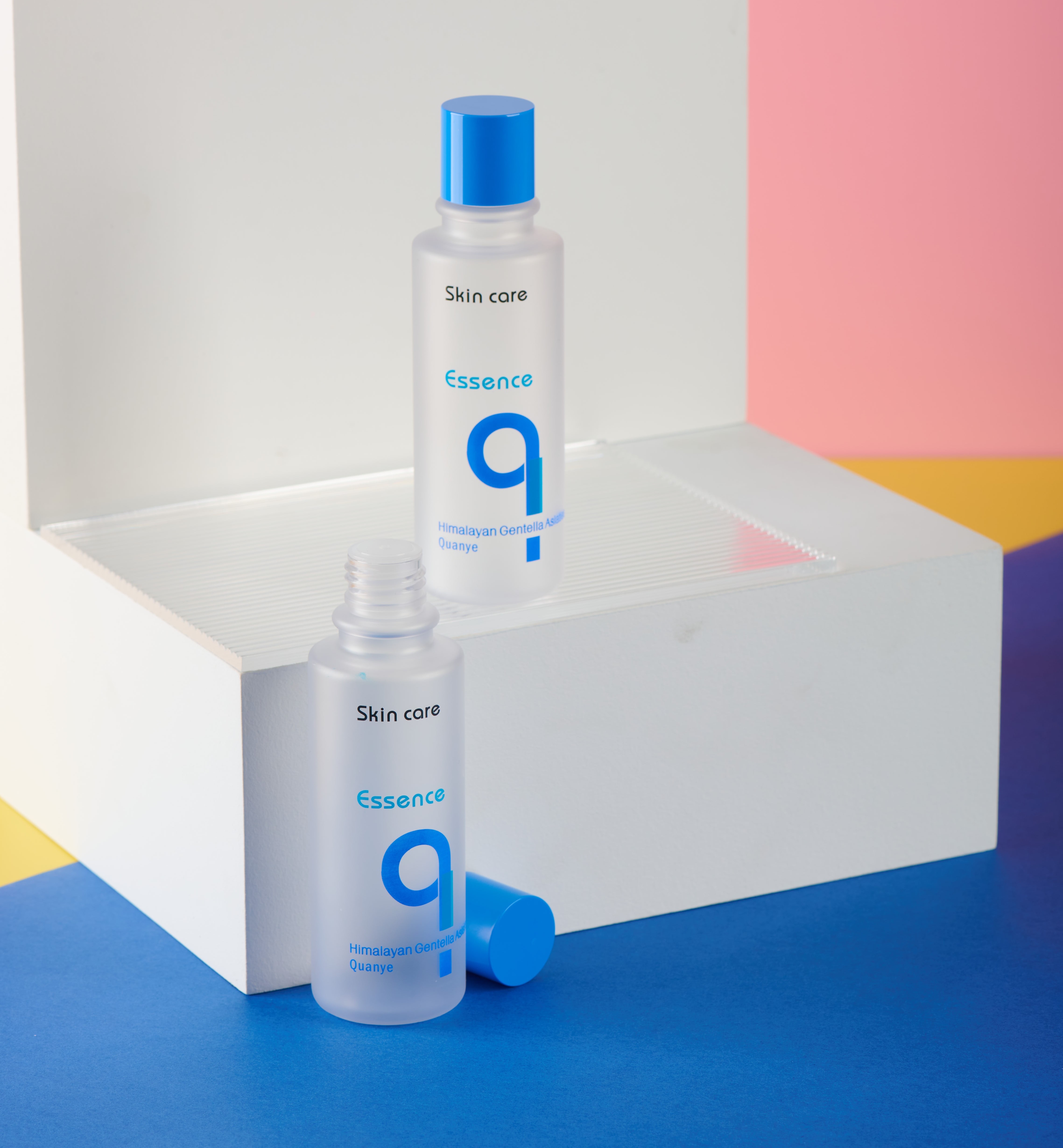 80ml HDPE Frosted Plastic Bottle Toner Cleansing Water With Blue Cap