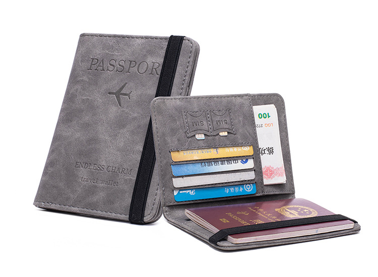 Custom Logo Pu Leather Passport Cover Rfid Blocking Passport Holder Travel Wallet With Card Case
