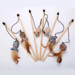 Cute Wood Cat Teaser Toy Sisal Material Size Customized For Dog / Cat