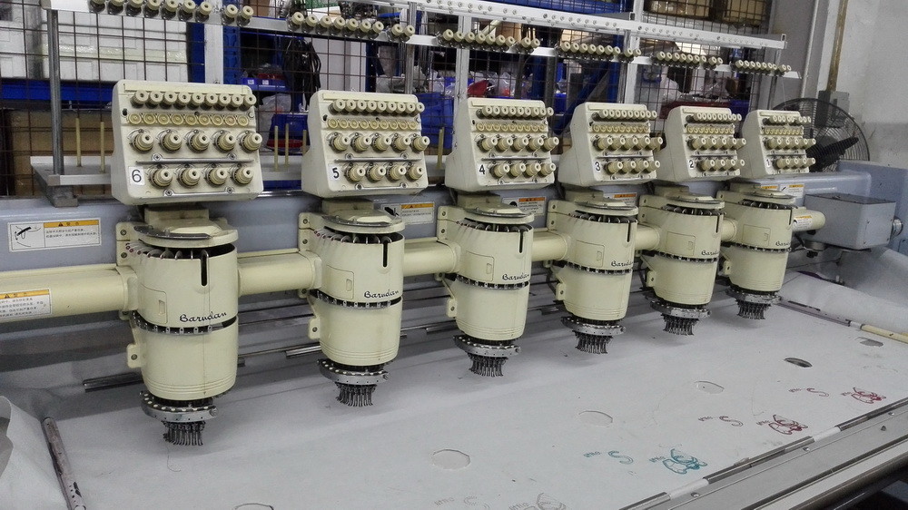 One Phase Used Barudan 6 Head Embroidery Machine 9 Needles BEVY-Y906