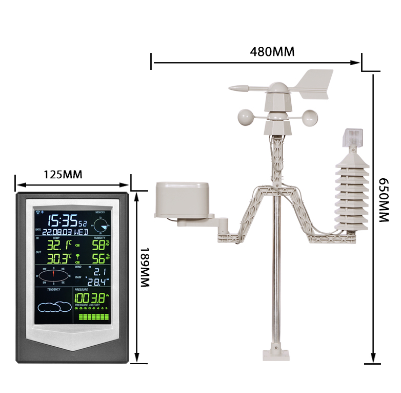 Digital Weather Station With Wireless Outdoor Sensor Black And Silver Wind Speed Range 0-50m/S