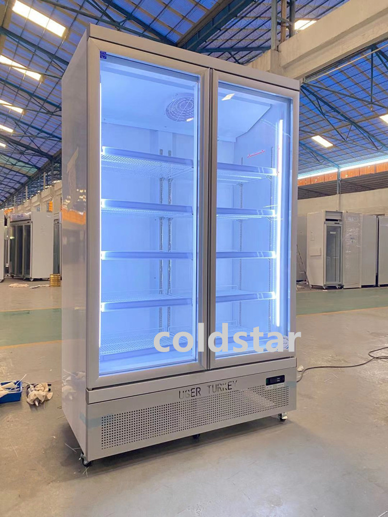 R134A Cold Drink Coolers 2 Glass Doors Refrigerator