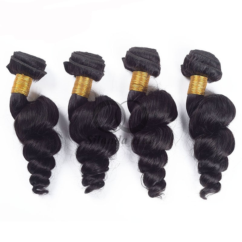 Natural Black Loose Wave Remy Human Hair Bundles Sew In Weave Bundles Brazilian Bundle Deals